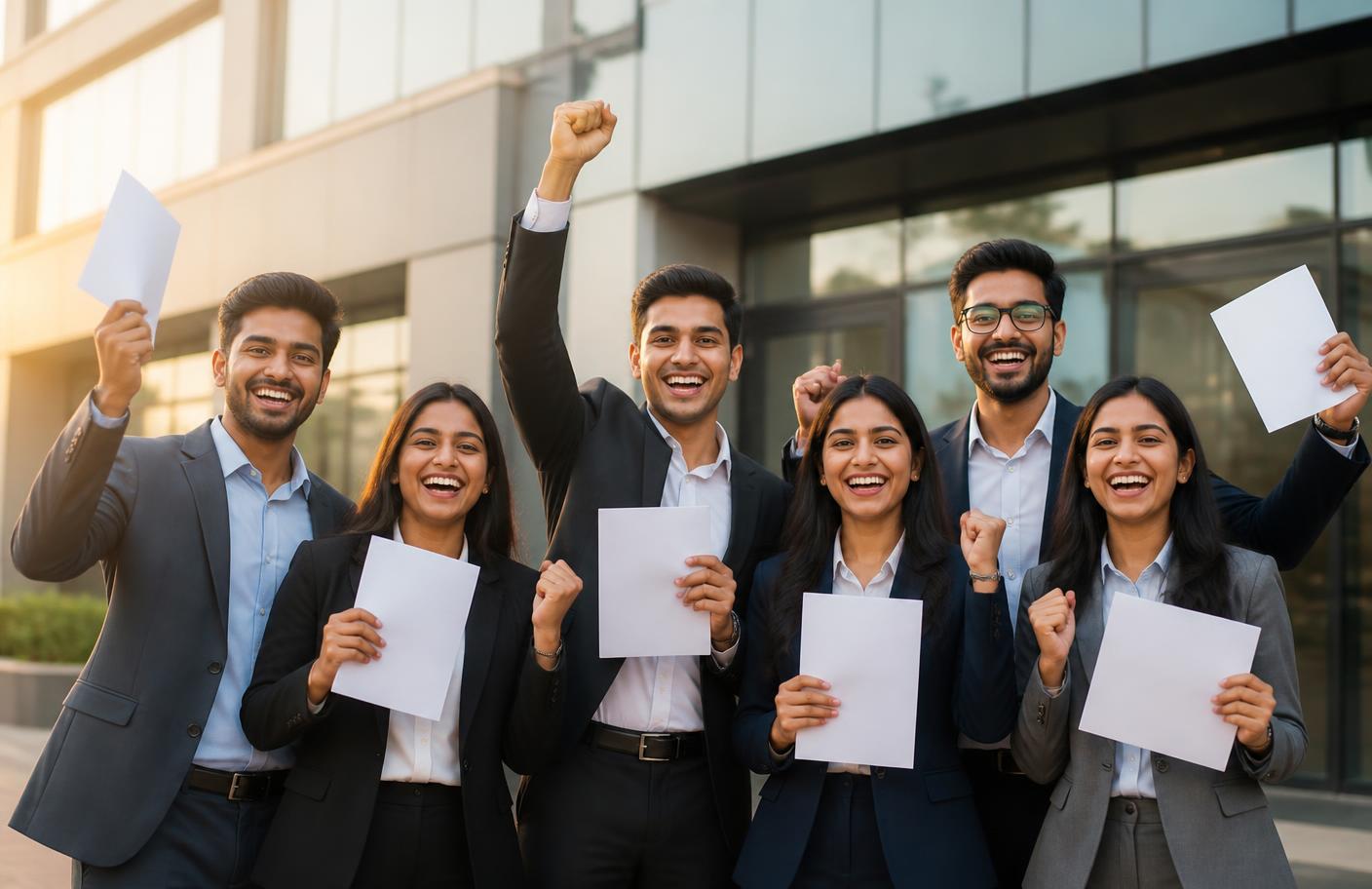 Graduates celebrating their placement offer letters